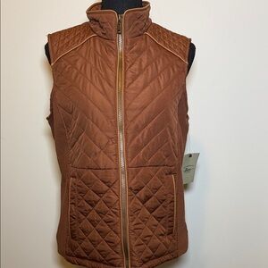 G.H. Bass & Co. Quilted Brown Sleeveless Zip Vest